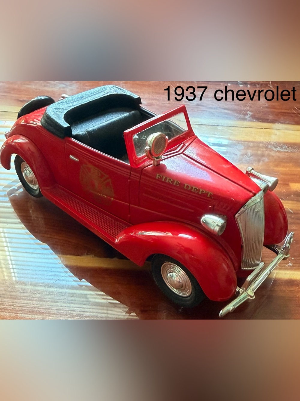 Red Kids Fire Truck Toy - Vintage Style Convertible